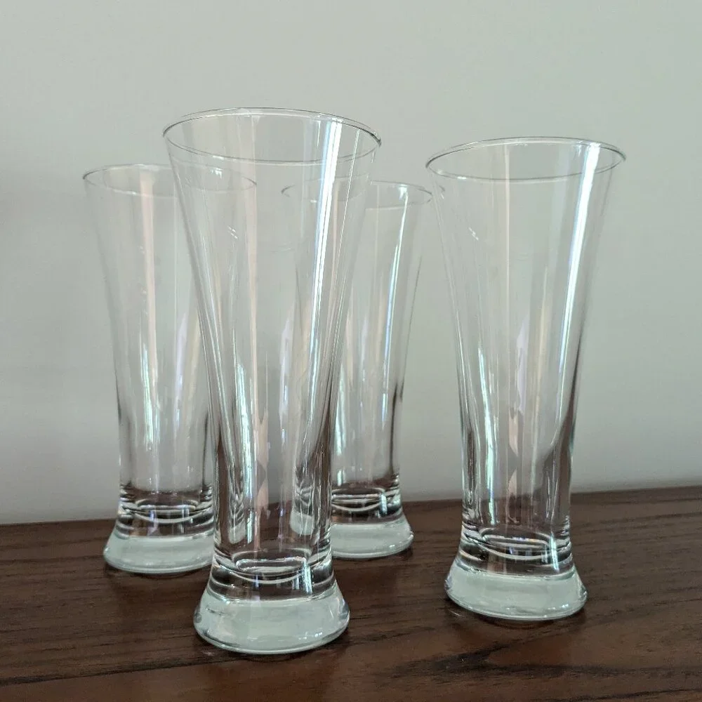 Vintage Set of 4 Pilsner Beer Glasses | Mid-Century Modern Barware